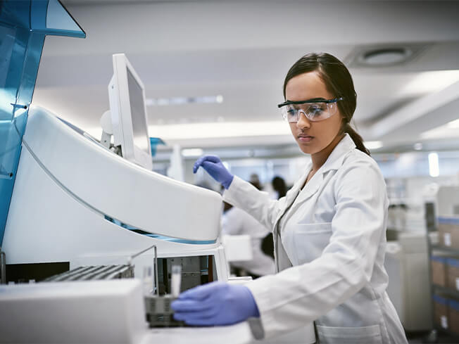 female physician working in the lab for web