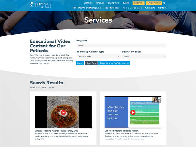 patient education video page screenshot