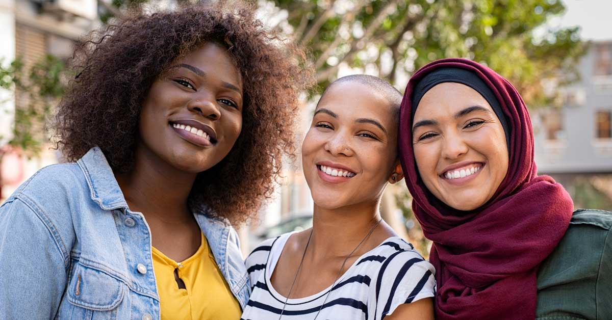 Young women smiling