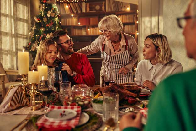 Family having christmas dinner together