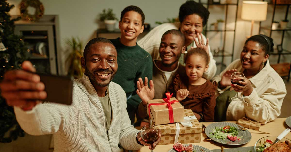 Family having christmas dinner together